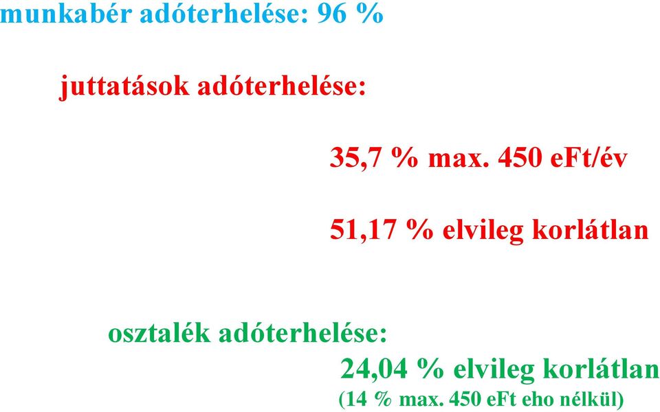 450 eft/év 51,17 % elvileg korlátlan osztalék