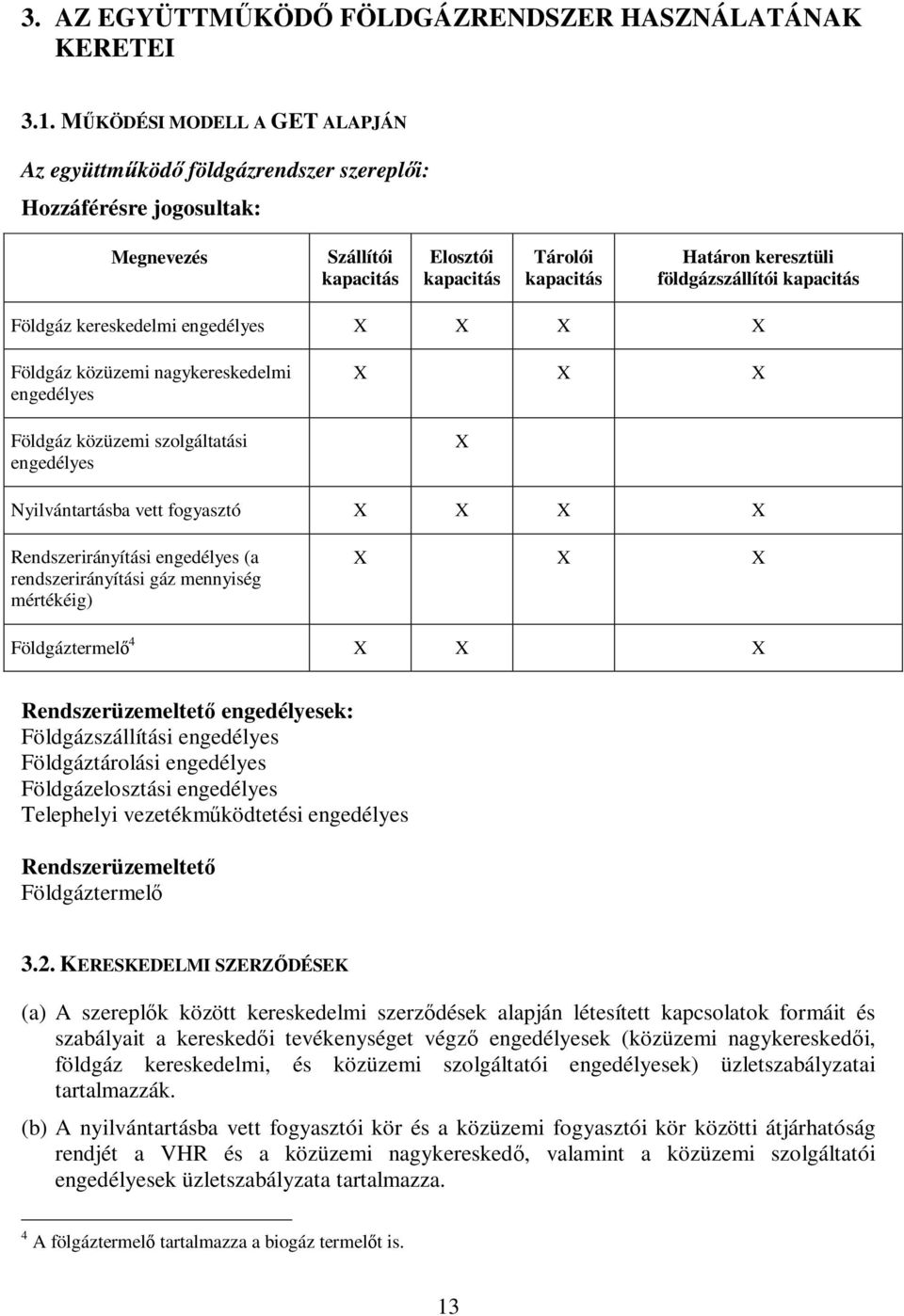 földgázszállítói kapacitás Földgáz kereskedelmi engedélyes X X X X Földgáz közüzemi nagykereskedelmi engedélyes Földgáz közüzemi szolgáltatási engedélyes X X X X Nyilvántartásba vett fogyasztó X X X