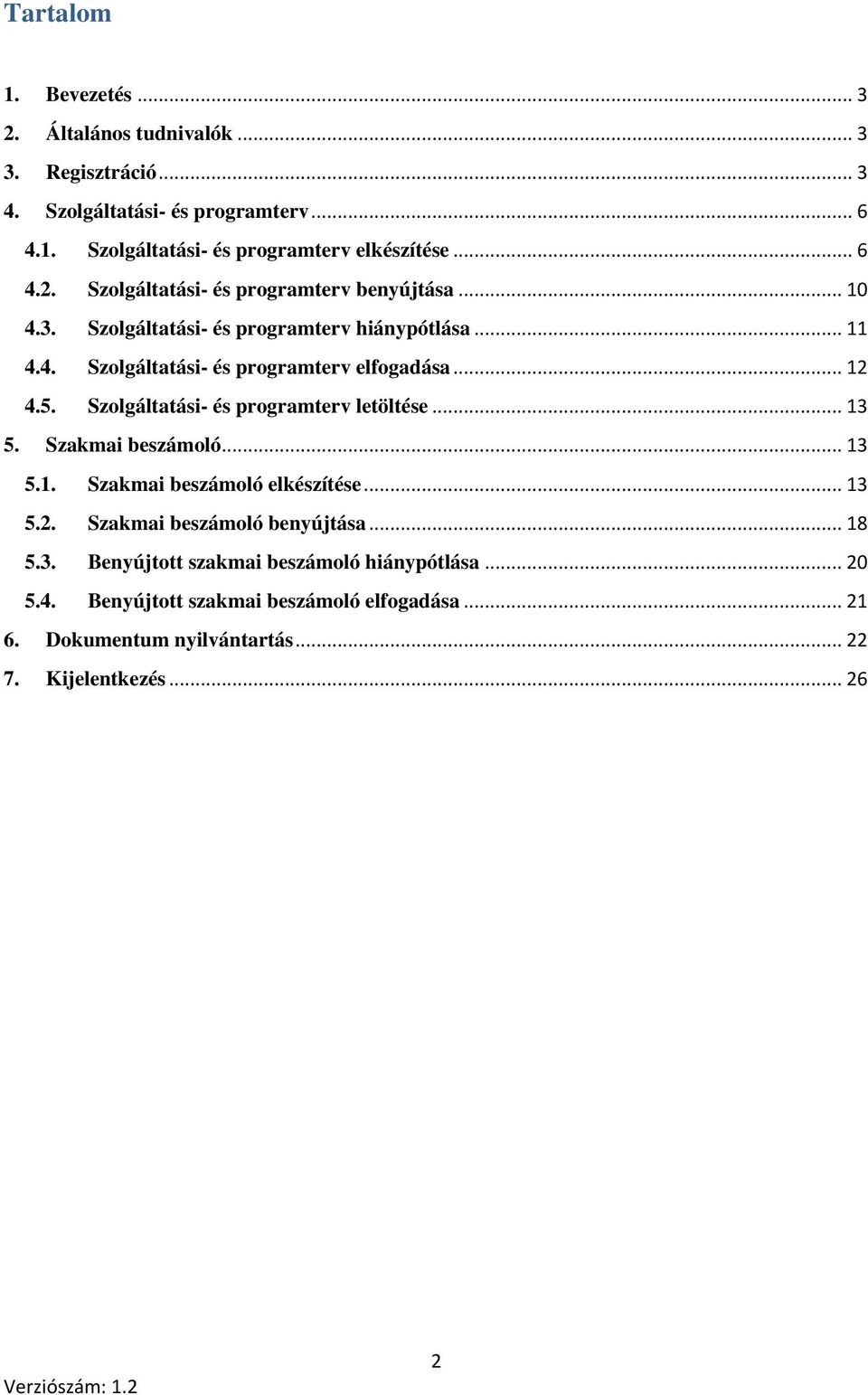 .. 12 4.5. Szolgáltatási- és programterv letöltése... 13 5. Szakmai beszámoló... 13 5.1. Szakmai beszámoló elkészítése... 13 5.2. Szakmai beszámoló benyújtása.