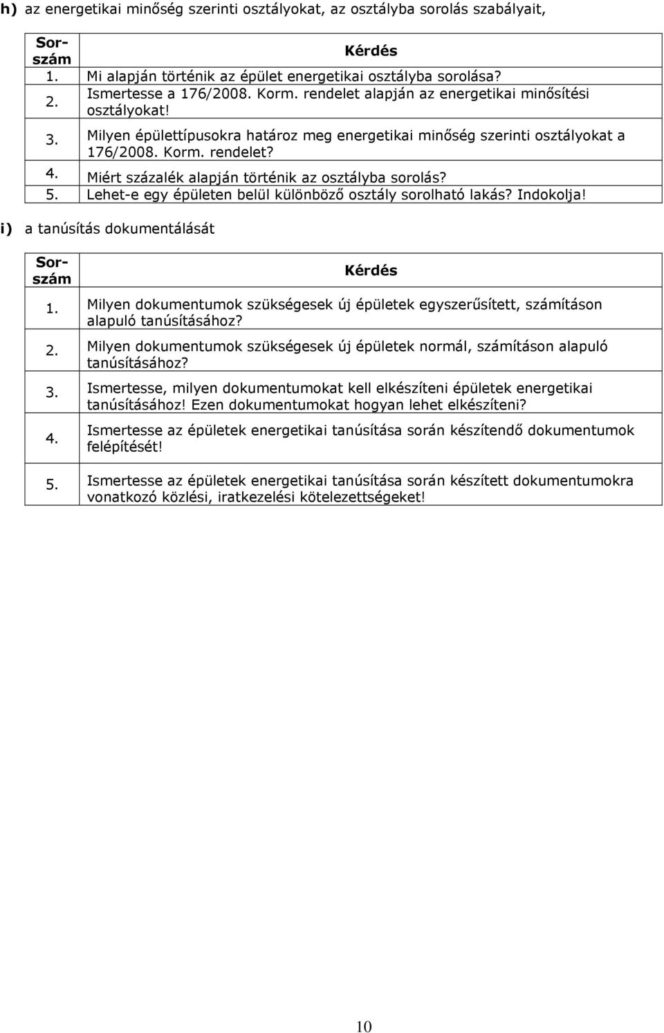 Miért százalék alapján történik az osztályba sorolás? Lehet-e egy épületen belül különböző osztály sorolható lakás? Indokolja! i) a tanúsítás dokumentálását 1.