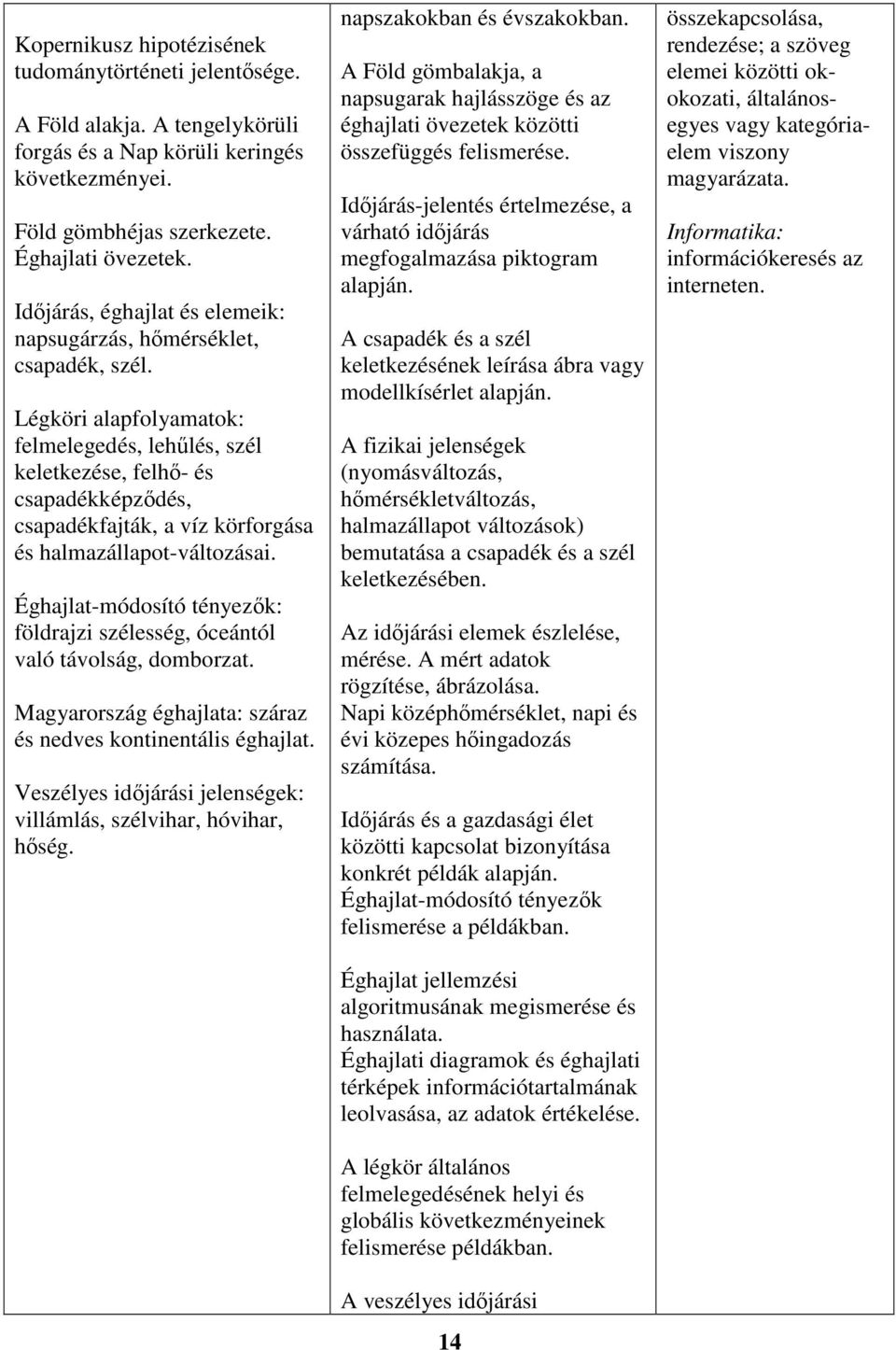 Légköri alapfolyamatok: felmelegedés, lehűlés, szél keletkezése, felhő- és csapadékképződés, csapadékfajták, a víz körforgása és halmazállapot-változásai.