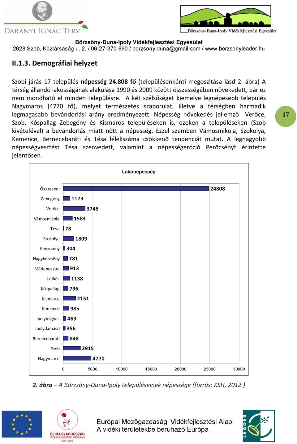 A két szélsőséget kiemelve legnépesebb település Nagymaros (4770 fő), melyet természetes szaporulat, illetve a térségben harmadik legmagasabb bevándorlási arány eredményezett.