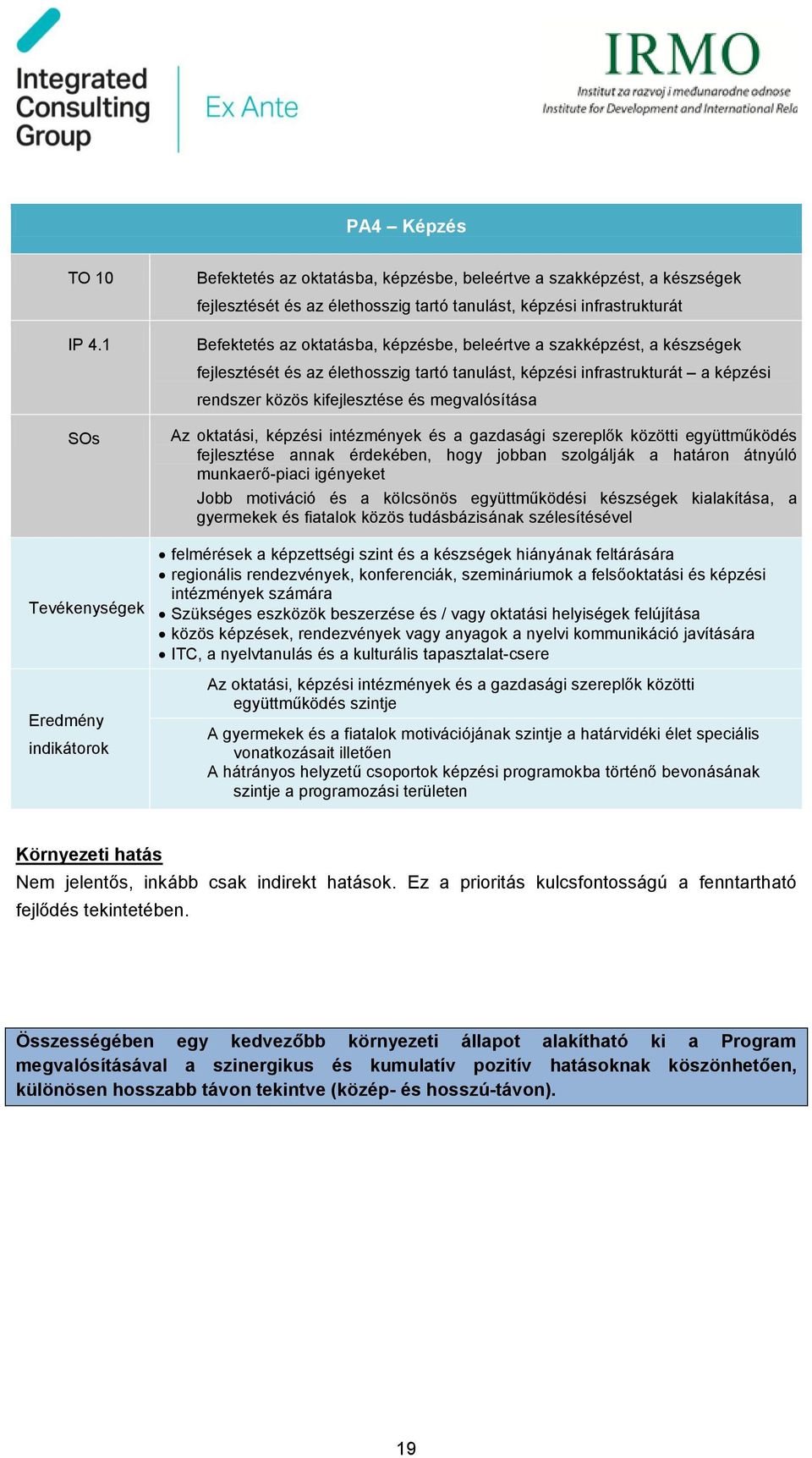 oktatásba, képzésbe, beleértve a szakképzést, a készségek fejlesztését és az élethosszig tartó tanulást, képzési infrastrukturát a képzési rendszer közös kifejlesztése és megvalósítása Az oktatási,