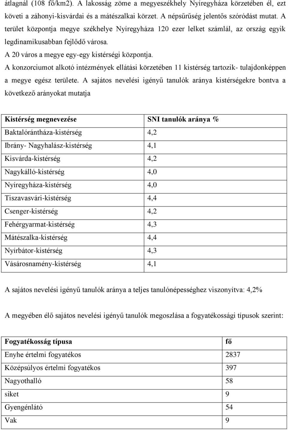 A konzorciumot alkotó intézmények ellátási körzetében 11 kistérség tartozik- tulajdonképpen a megye egész területe.