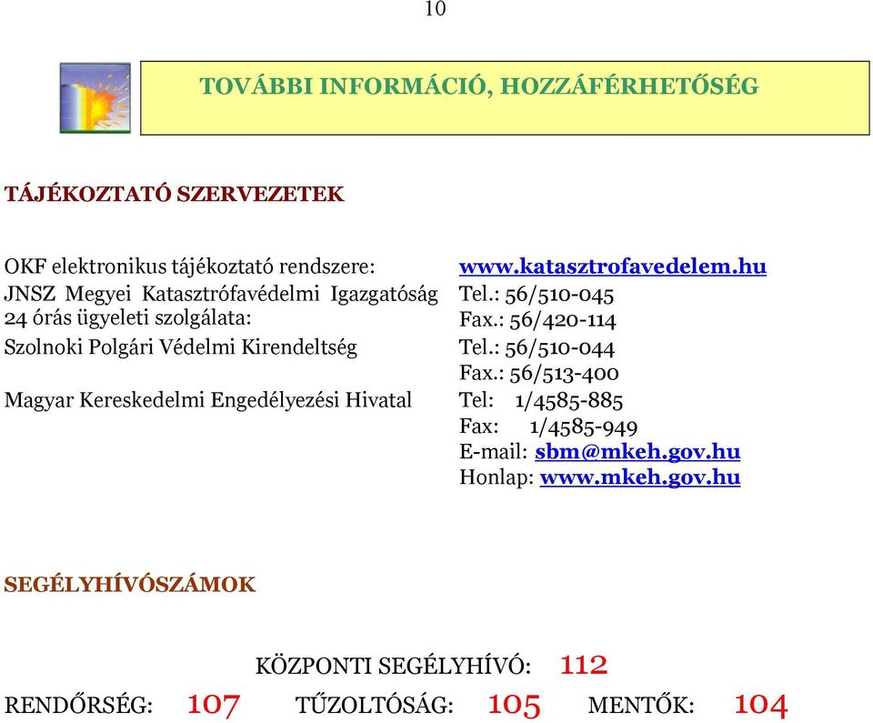 : 56/420-114 Szolnoki Polgári Védelmi Kirendeltség Tel.: 56/510-044 Fax.