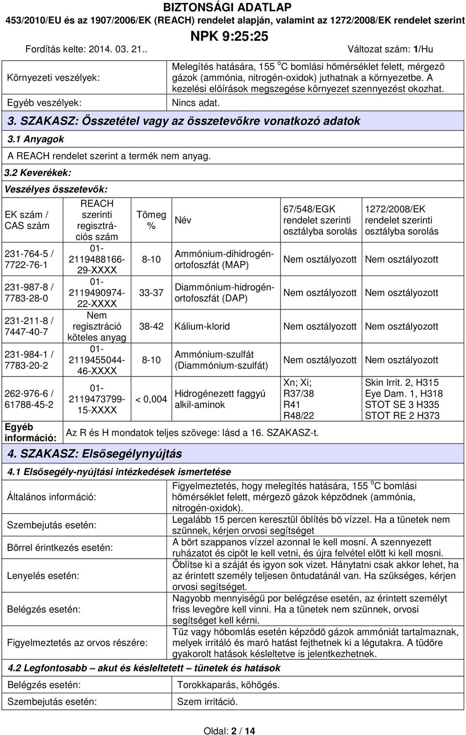 SZAKASZ: Összetétel vagy az összetevőkre vonatkozó adatok 3.