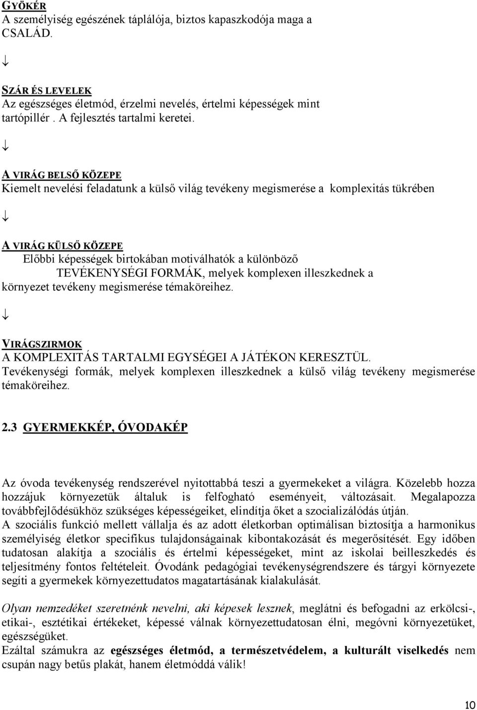 FORMÁK, melyek komplexen illeszkednek a környezet tevékeny megismerése témaköreihez. VIRÁGSZIRMOK A KOMPLEXITÁS TARTALMI EGYSÉGEI A JÁTÉKON KERESZTÜL.