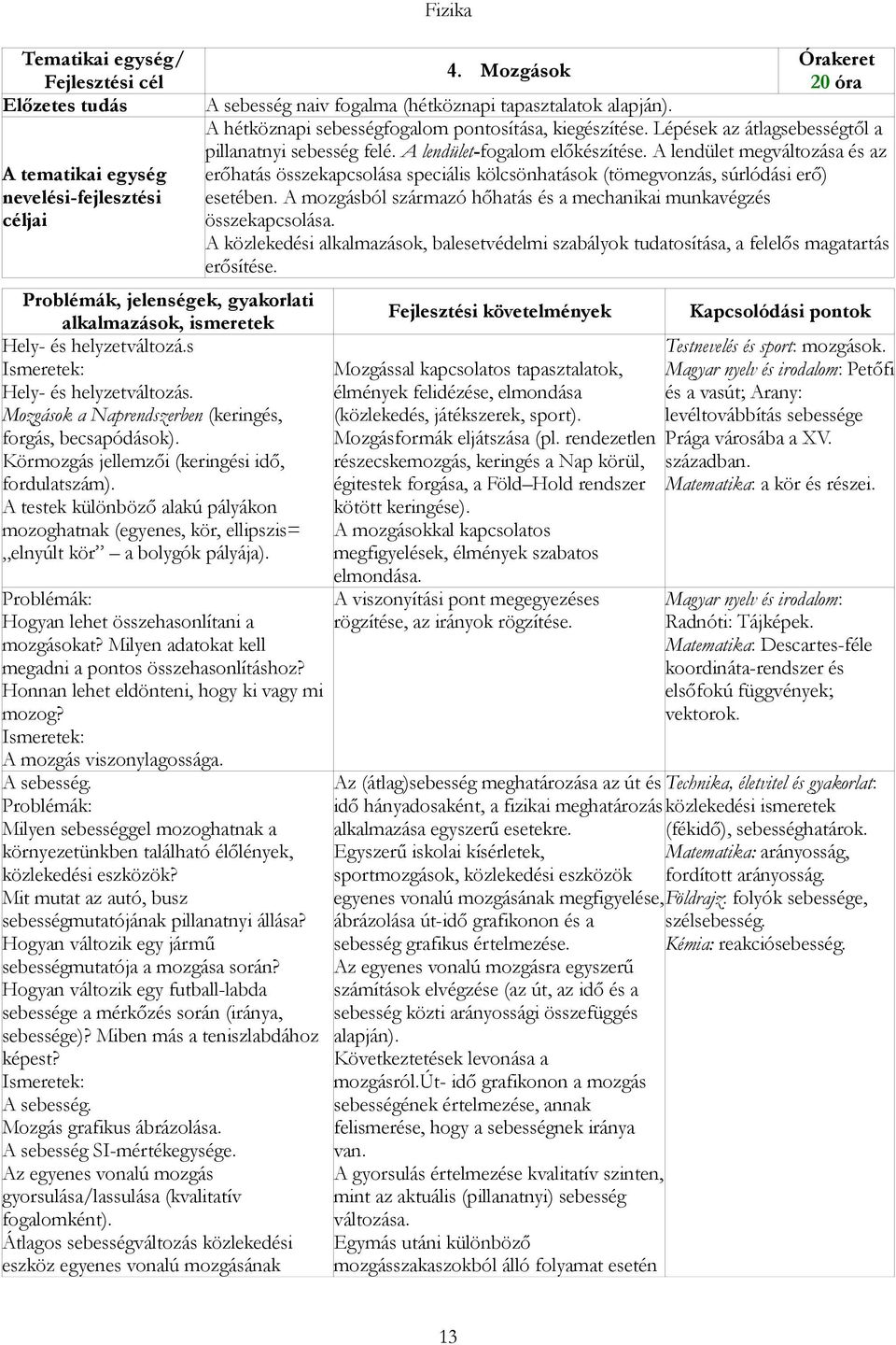 A testek különböző alakú pályákon mozoghatnak (egyenes, kör, ellipszis= elnyúlt kör a bolygók pályája). Problémák: Hogyan lehet összehasonlítani a mozgásokat?