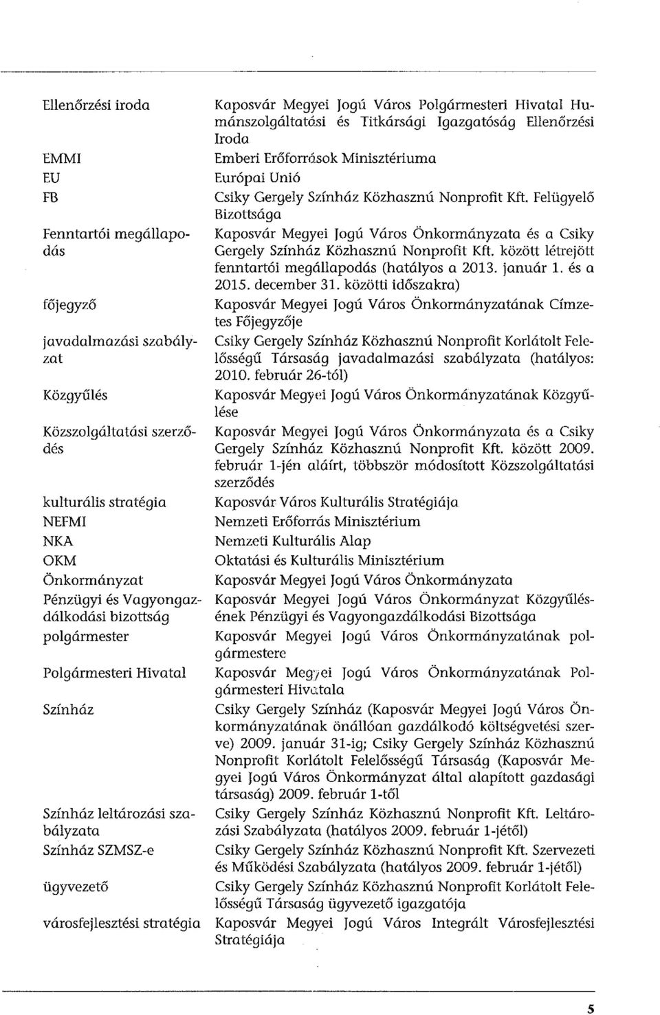 Hivatal Humánszolgáltatási és Titkársági Igazgatóság Ellenőrzési Iroda Emberi Erőforrósok Minisztériuma Európai Unió Csiky Gergely Színház Közhaszn ú Nonprofit Kft.