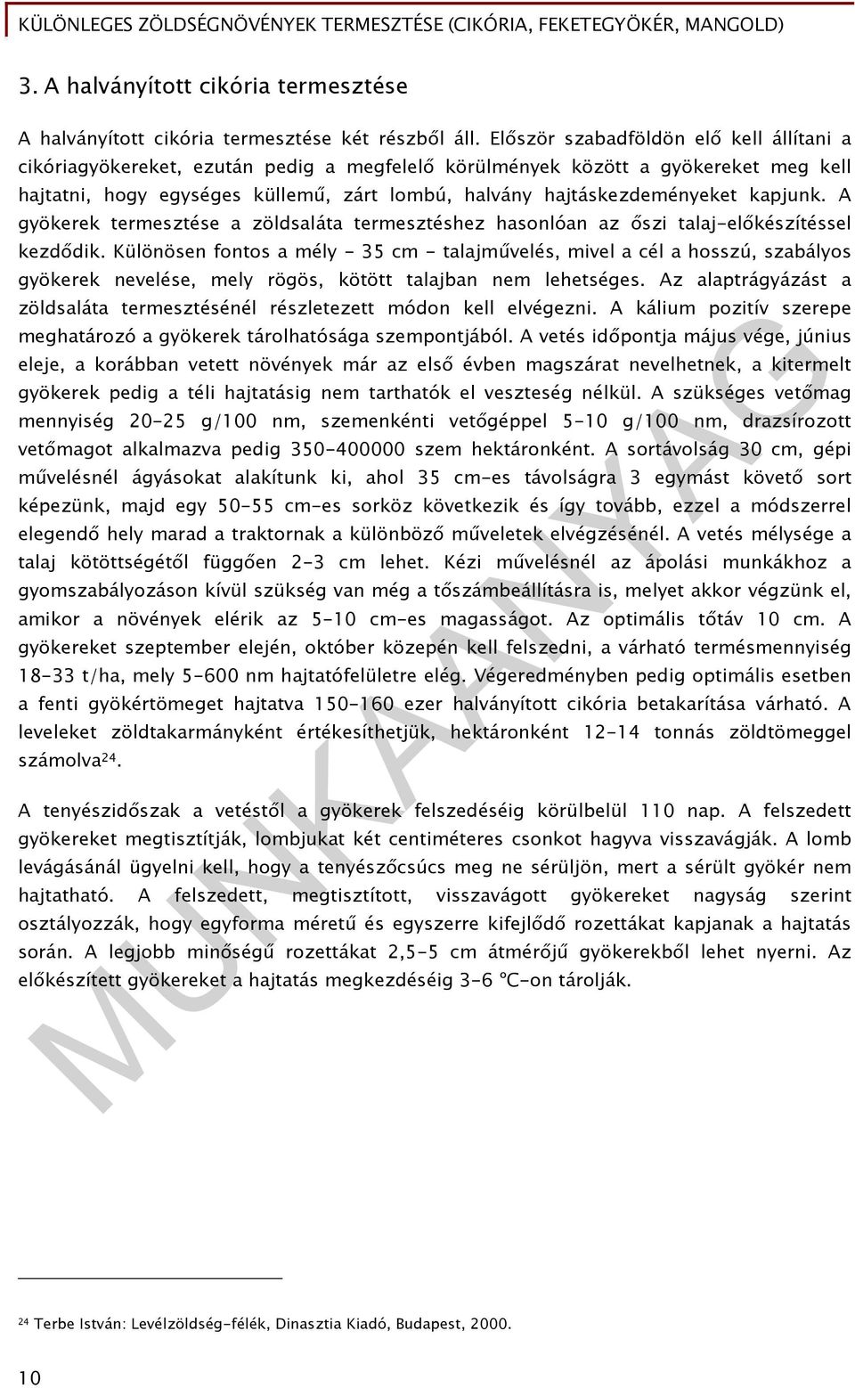 kapjunk. A gyökerek termesztése a zöldsaláta termesztéshez hasonlóan az őszi talaj-előkészítéssel kezdődik.