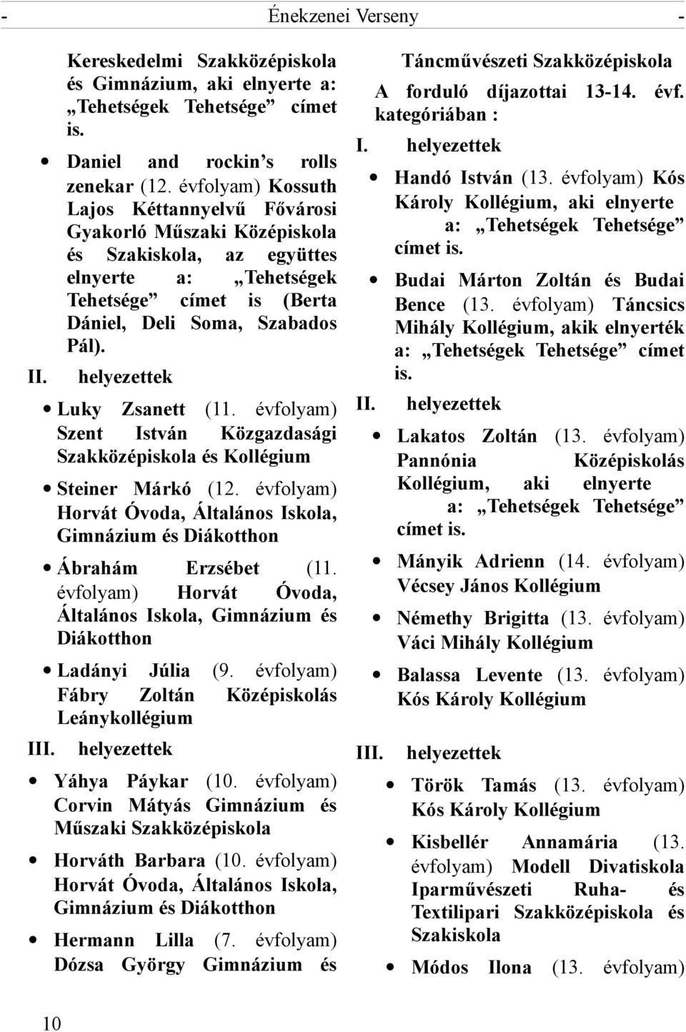 helyezettek Luky Zsanett (11. évfolyam) Szent István Közgazdasági Szakközépiskola és Kollégium Steiner Márkó (12.