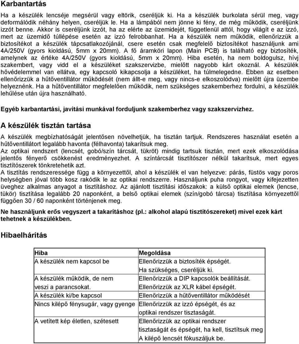 Akkor is cseréljünk izzót, ha az elérte az üzemidejét, függetlenül attól, hogy világít e az izzó, mert az üzemidő túllépése esetén az izzó felrobbanhat.