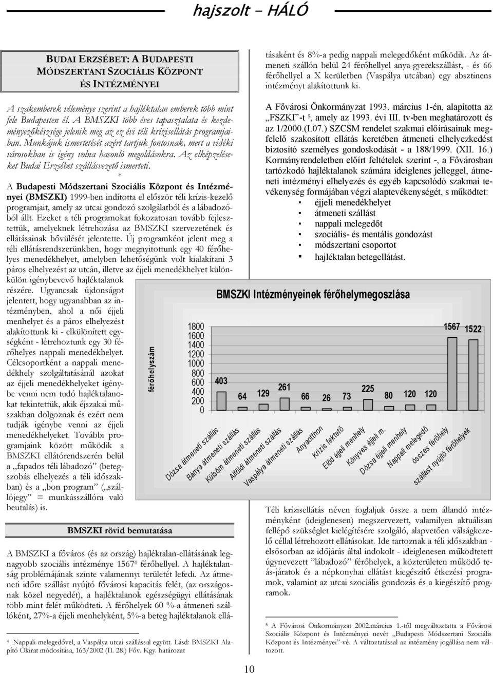 A szakemberek véleménye szerint a hajléktalan emberek több mint fele Budapesten él. A BMSZKI több éves tapasztalata és kezdeményezőkészsége jelenik meg az ez évi téli krízisellátás programjaiban.