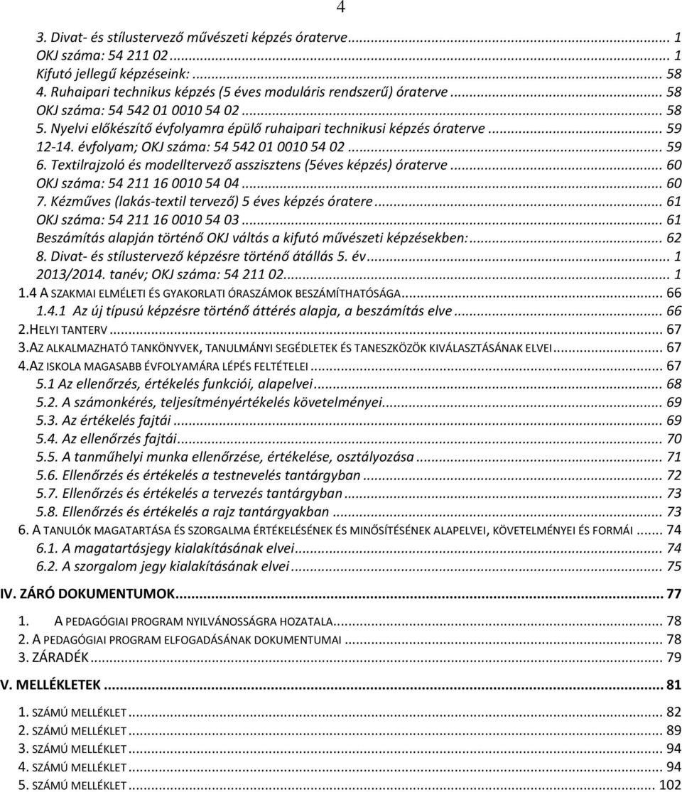 Textilrajzoló és modelltervező asszisztens (5éves képzés) óraterve... 60 OKJ száma: 54 211 16 0010 54 04... 60 7. Kézműves (lakás-textil tervező) 5 éves képzés óratere.