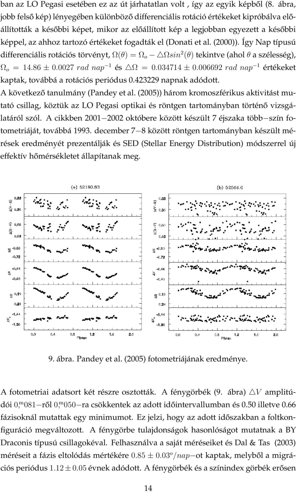 értékeket fogadták el (Donati et al. (2000)). Így Nap típusú differenciális rotációs törvényt, Ω(θ) = Ω o Ωsin 2 (θ) tekintve (ahol θ a szélesség), Ω o = 14.86 ± 0.0027 rad nap 1 és Ω = 0.034714 ± 0.