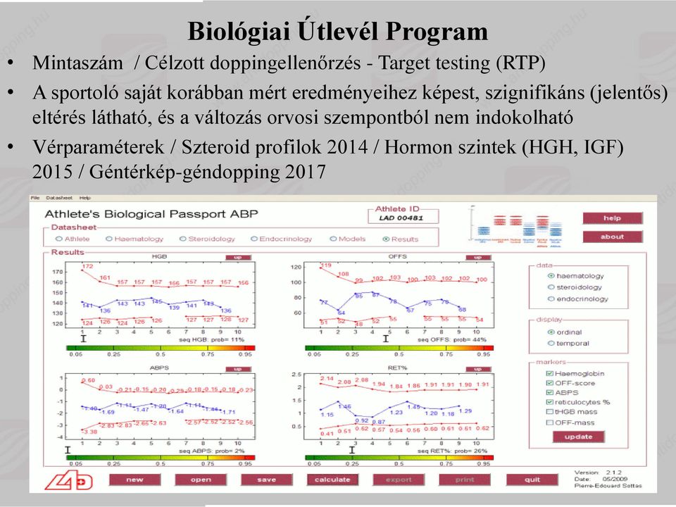 eltérés látható, és a változás orvosi szempontból nem indokolható Vérparaméterek /