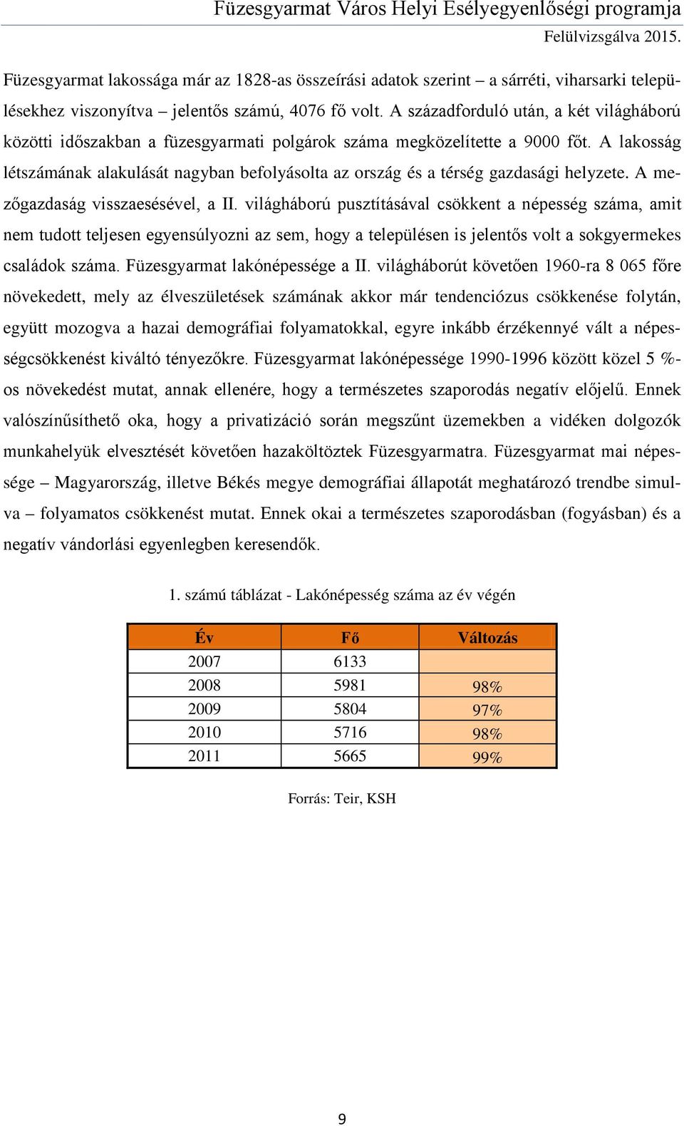 A lakosság létszámának alakulását nagyban befolyásolta az ország és a térség gazdasági helyzete. A mezőgazdaság visszaesésével, a II.