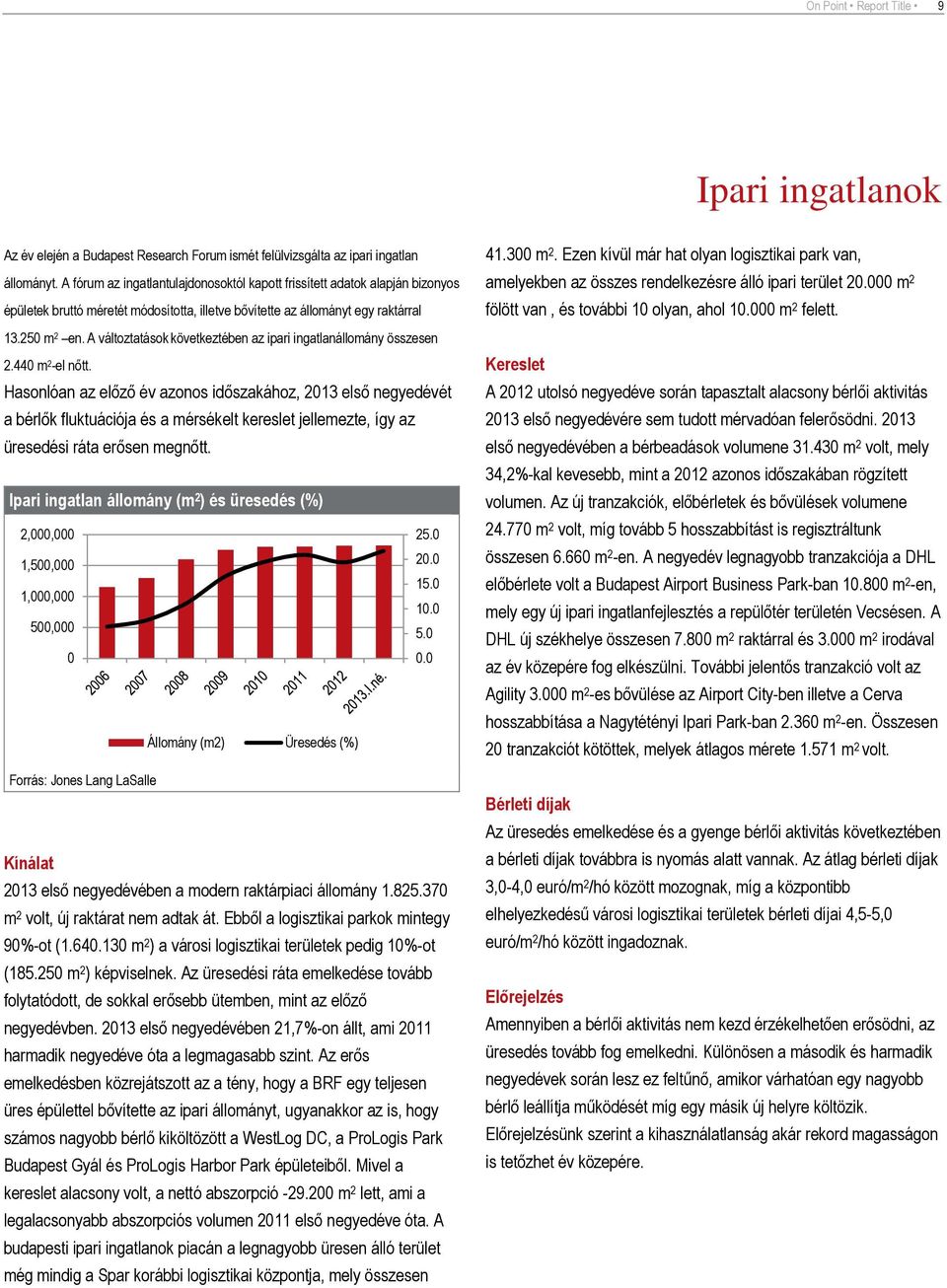 A változtatások következtében az ipari ingatlanállomány összesen 2.440 m 2 -el nőtt.