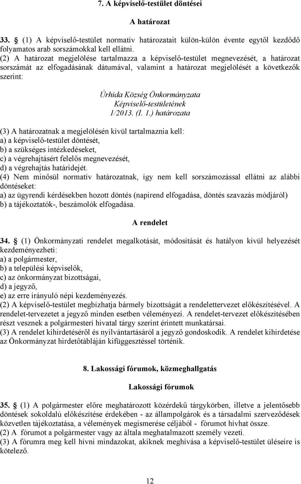 Önkormányzata Képviselő-testületének 1/