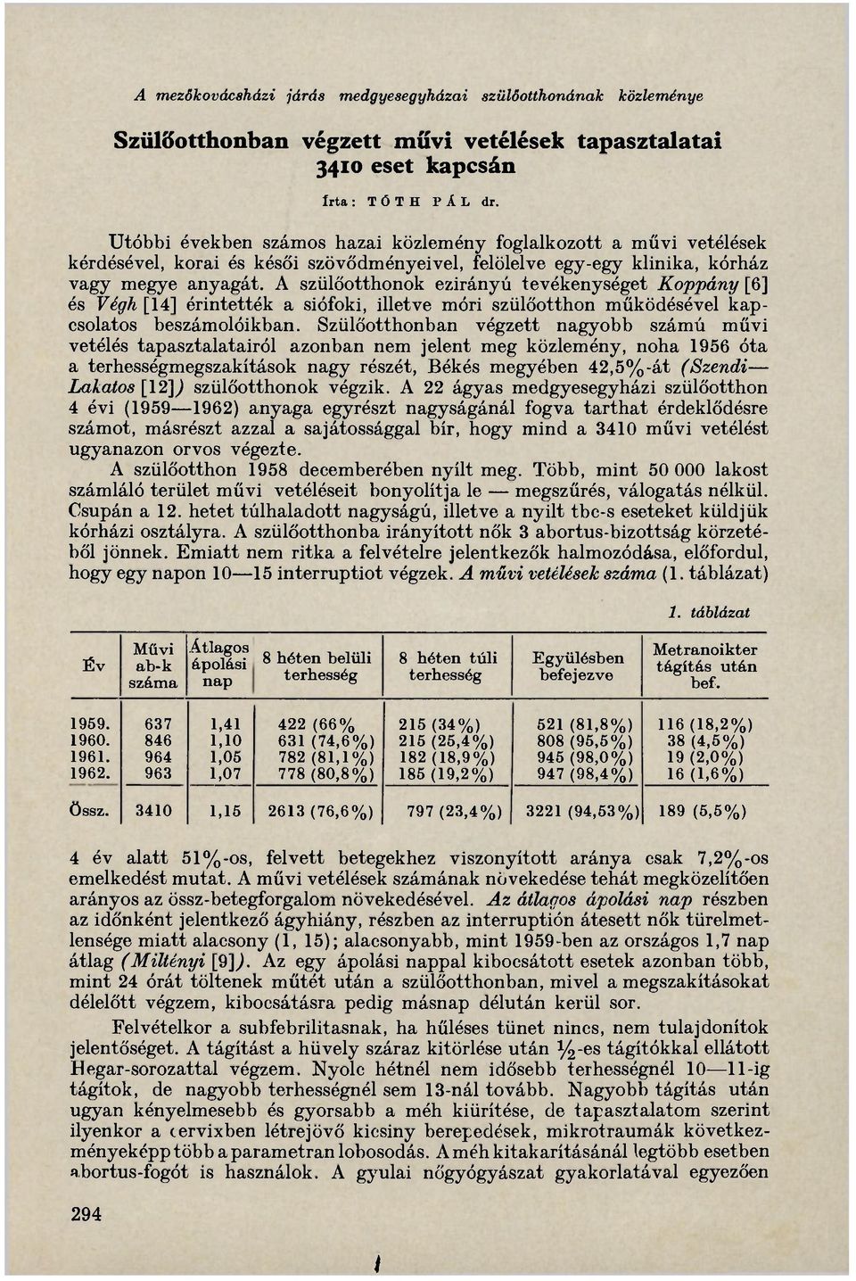 A szülőotthonok ezirányú tevékenységet Koppány [6] és Végh [14] érintették a siófoki, illetve móri szülőotthon működésével kapcsolatos beszámolóikban.