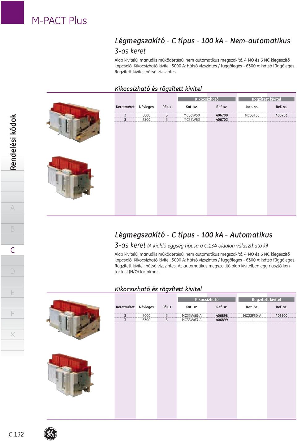 Ref. sz. Kat. sz. Ref. sz. Rendelési kódok 6 MW MW6 67 67 M 67 Légmegszakító típus k utomatikus as keret ( kioldó egység típusa a.