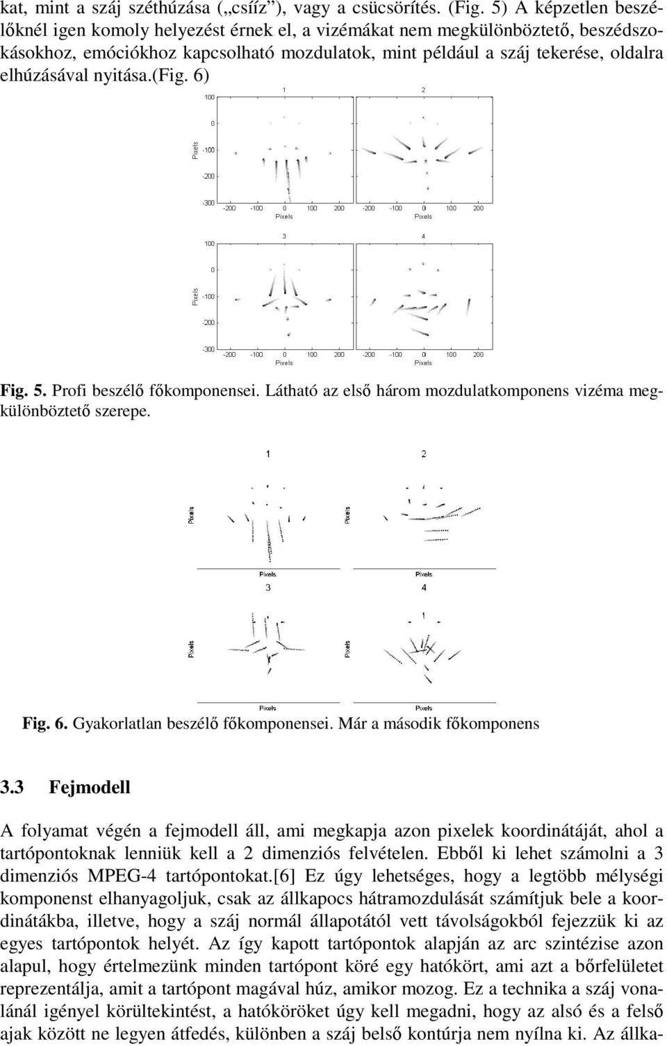 nyitása.(fig. 6) Fig. 5. Profi beszél fkomponensei. Látható az els három mozdulatkomponens vizéma megkülönböztet szerepe. Fig. 6. Gyakorlatlan beszél fkomponensei. Már a második fkomponens 3.