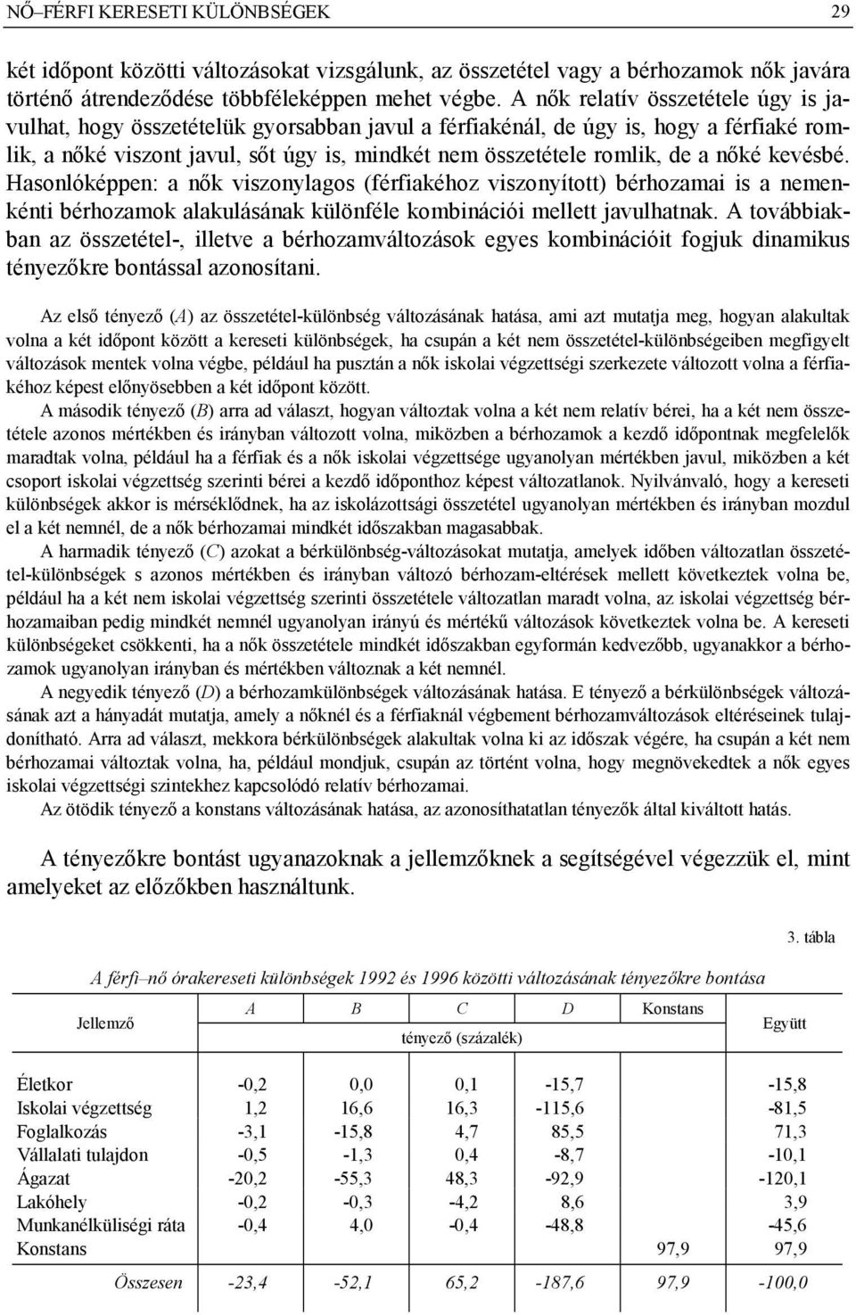 nőké kevésbé. Hasonlóképpen: a nők viszonylagos (férfiakéhoz viszonyított) bérhozamai is a nemenkénti bérhozamok alakulásának különféle kombinációi mellett javulhatnak.