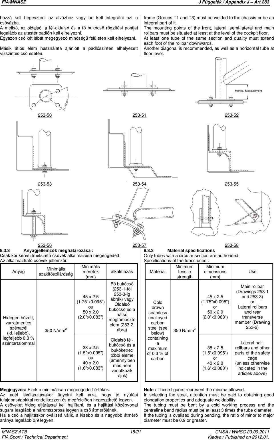 frame (Groups T1 and T3) must be welded to the chassis or be an integral part of it.