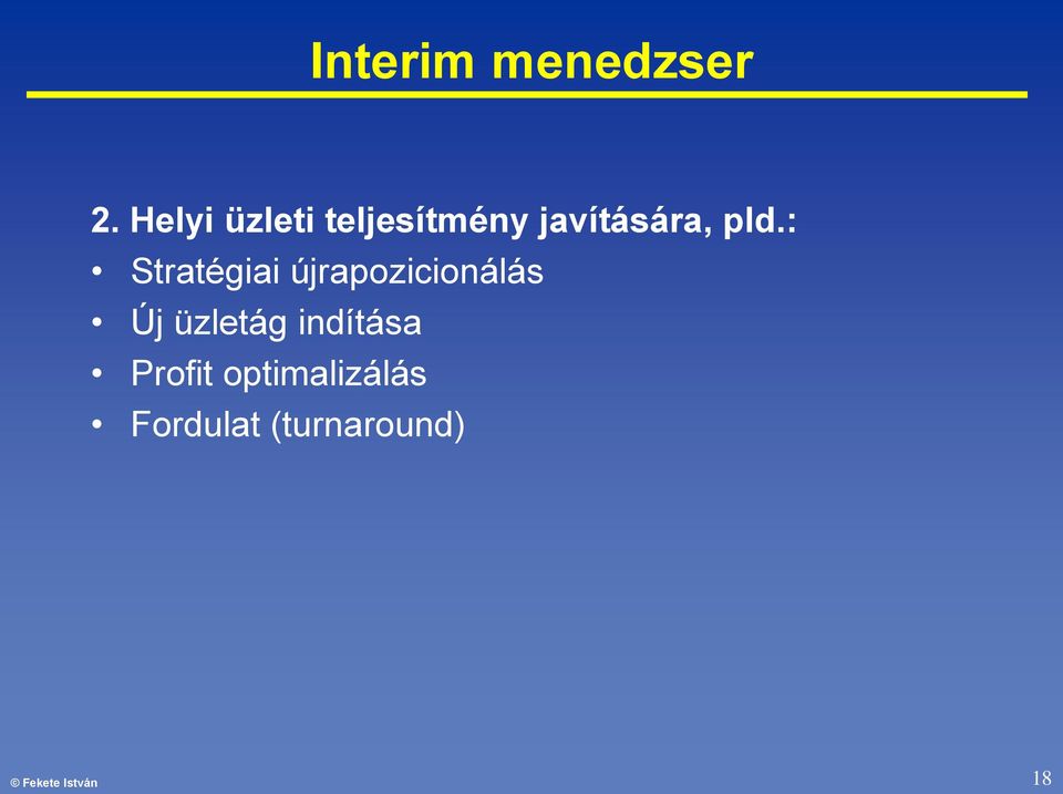 : Stratégiai újrapozicionálás Új üzletág