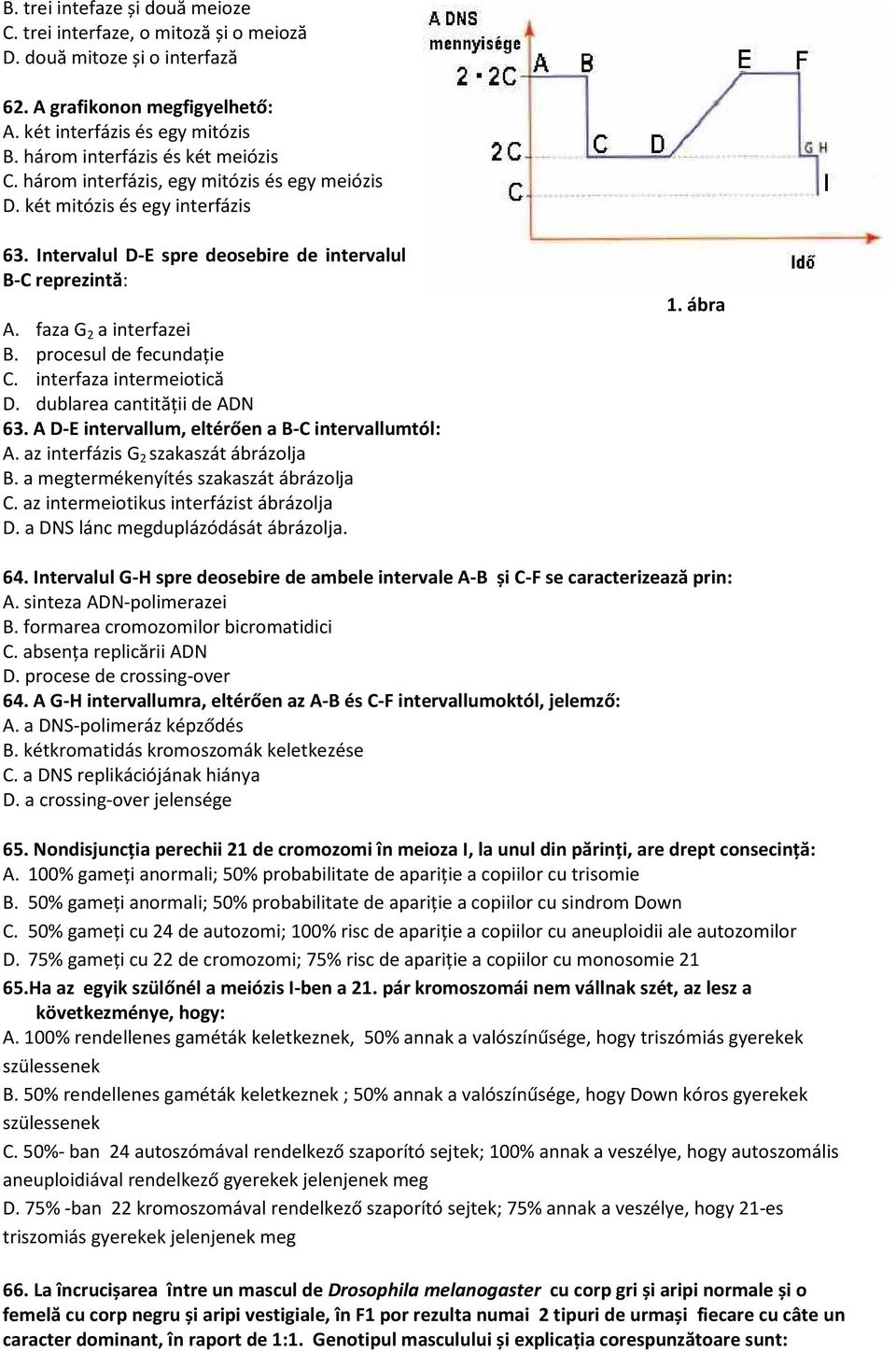 faza G 2 a interfazei B. procesul de fecundaţie C. interfaza intermeiotică D. dublarea cantităţii de ADN 63. A D-E intervallum, eltérően a B-C intervallumtól: A.