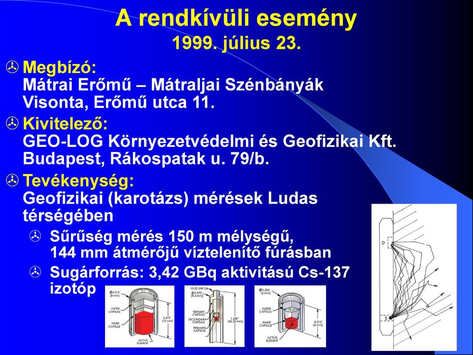 Kivitelező: GEO-LOG Környezetvédelmi és Geofizikai Kft. Budapest, Rákospatak u. 79/b.