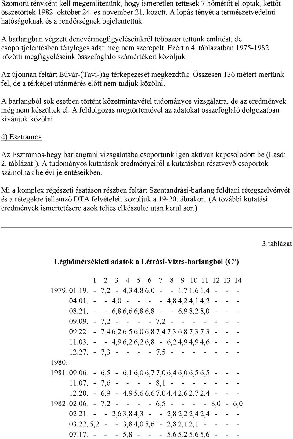 A barlangban végzett denevérmegfigyeléseinkről többször tettünk említést, de csoportjelentésben tényleges adat még nem szerepelt. Ezért a 4.