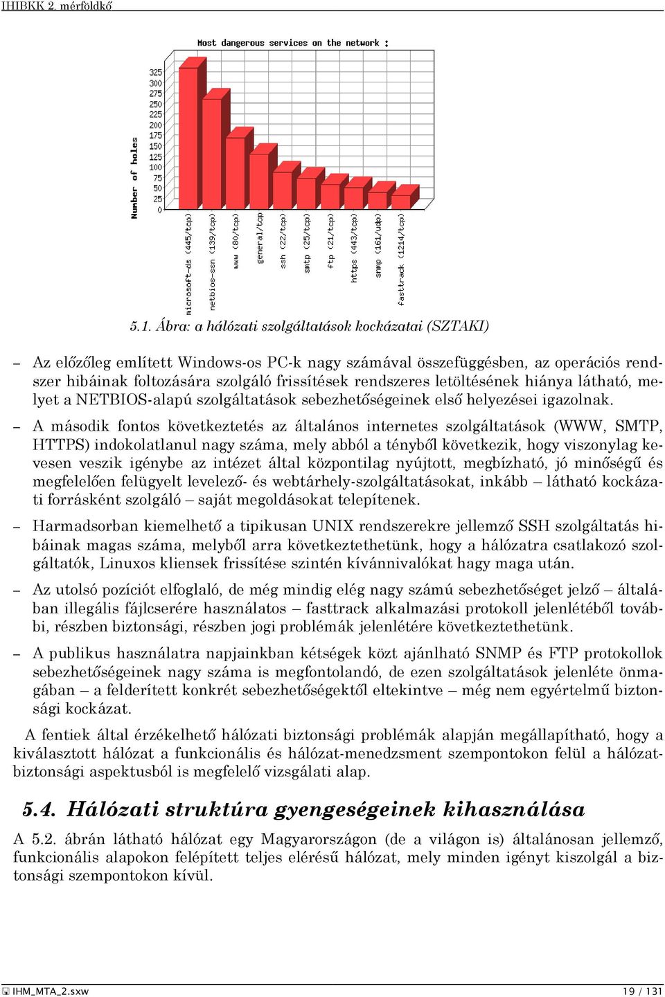 A második fontos következtetés az általános internetes szolgáltatások (WWW, SMTP, HTTPS) indokolatlanul nagy száma, mely abból a tényből következik, hogy viszonylag kevesen veszik igénybe az intézet