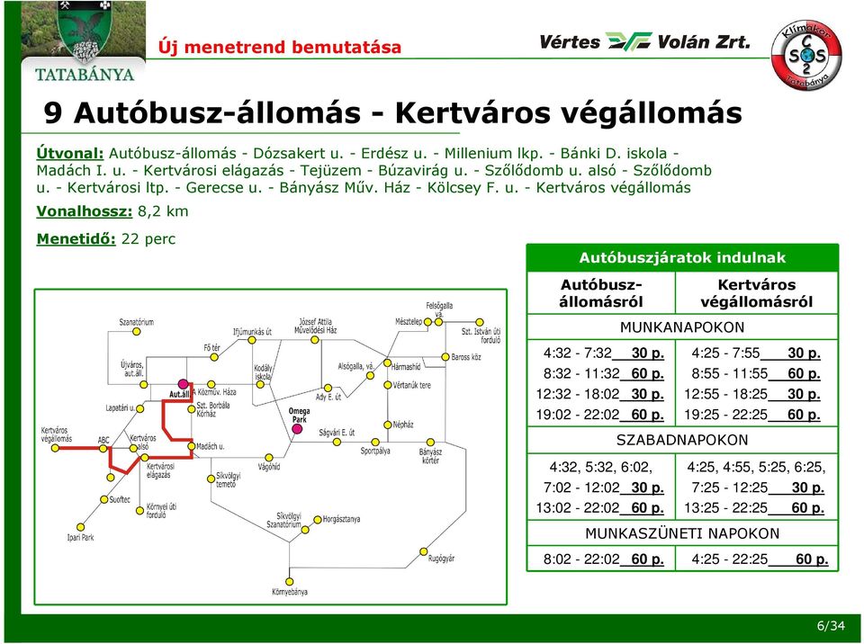 8:32-11:32 60 p. 12:32-18:02 30 p. 19:02-22:02 60 p. 4:32, 5:32, 6:02, 7:02-12:02 30 p. 13:02-22:02 60 p. 8:02-22:02 60 p. MUNKANAPOKON Kertváros végállomásról 4:25-7:55 30 p.