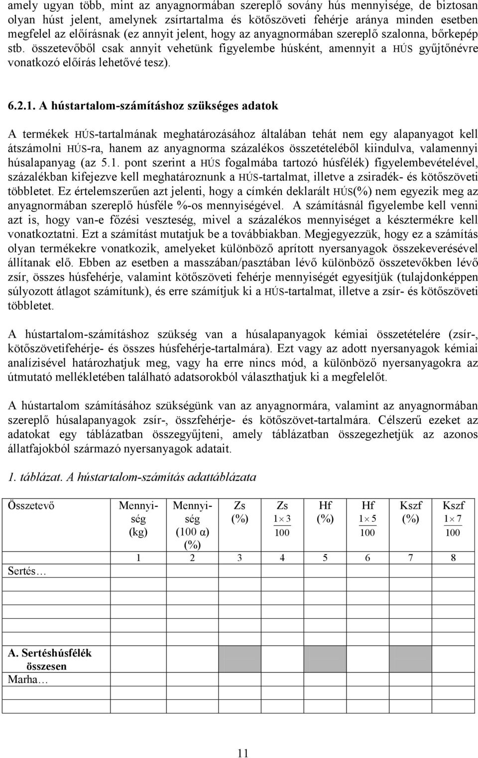 A hústartalom-számításhoz szükséges adatok A termékek HÚS-tartalmának meghatározásához általában tehát nem egy alapanyagot kell átszámolni HÚS-ra, hanem az anyagnorma százalékos összetételéből