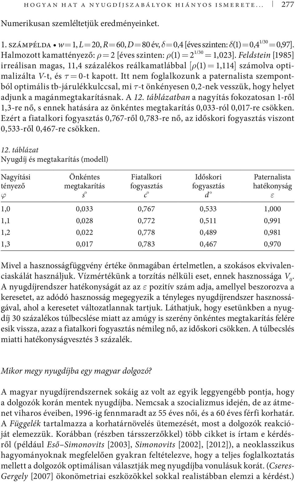 Itt nem foglalkozunk a paternalista szempontból optimális tb-járulékkulccsal, mi τ-t önkényesen 0,2-nek vesszük, hogy helyet adjunk a magán meg ta karí tásnak. A 12.