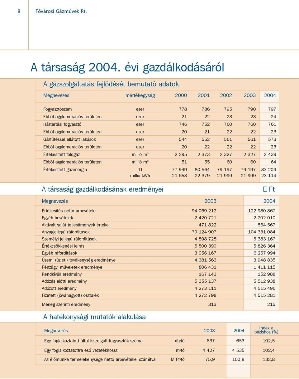 24 Háztartási fogyasztó ezer 746 752 760 760 761 Ebbõl agglomerációs területen ezer 20 21 22 22 23 Gázfûtéssel ellátott lakások ezer 544 552 561 561 573 Ebbõl agglomerációs területen ezer 20 22 22 22