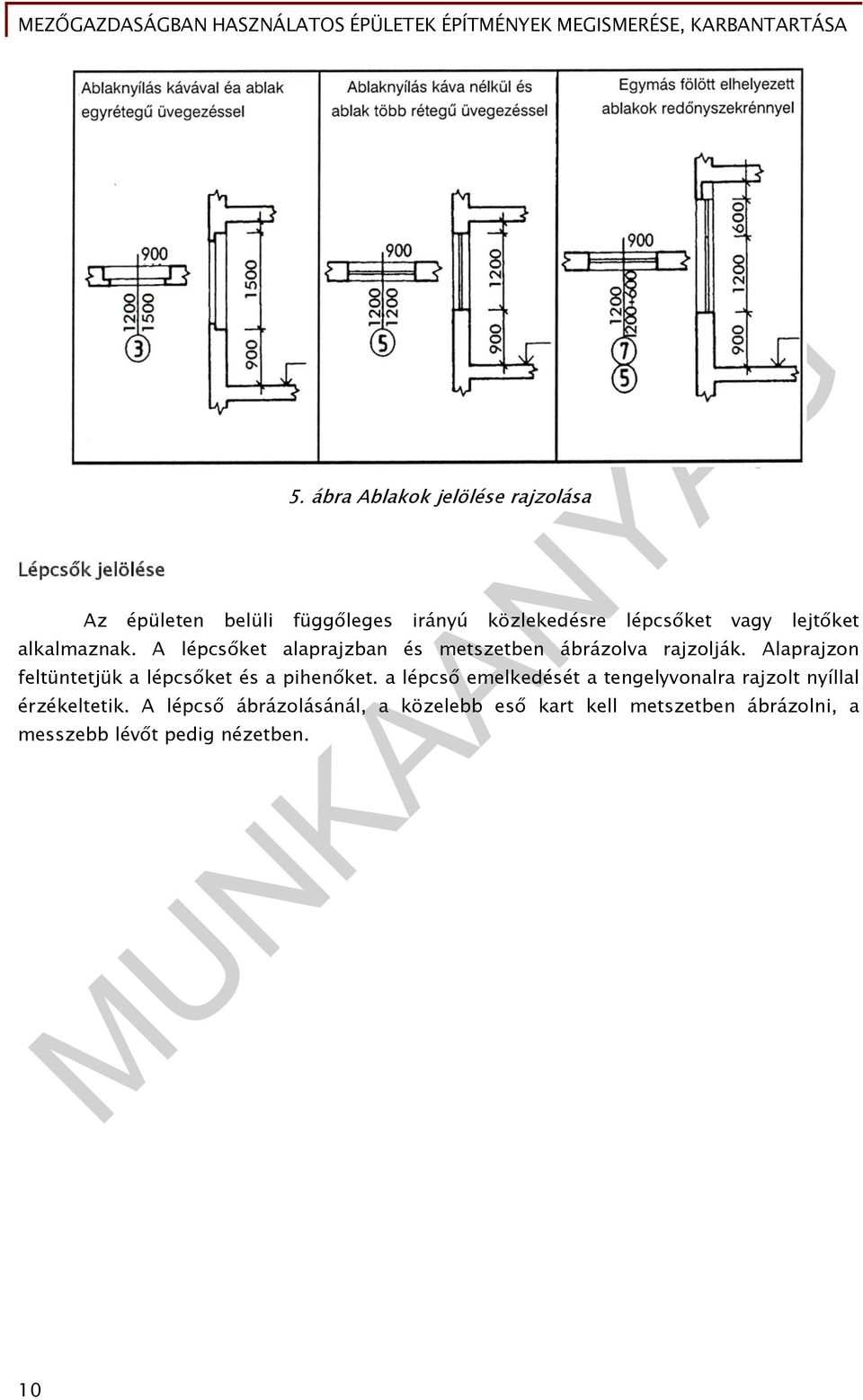 alkalmaznak. A lépcsőket alaprajzban és metszetben ábrázolva rajzolják.