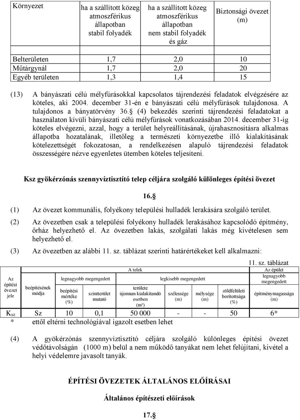 december 31-én e bányászati célú mélyfúrások tulajdonosa. A tulajdonos a bányatörvény 36.