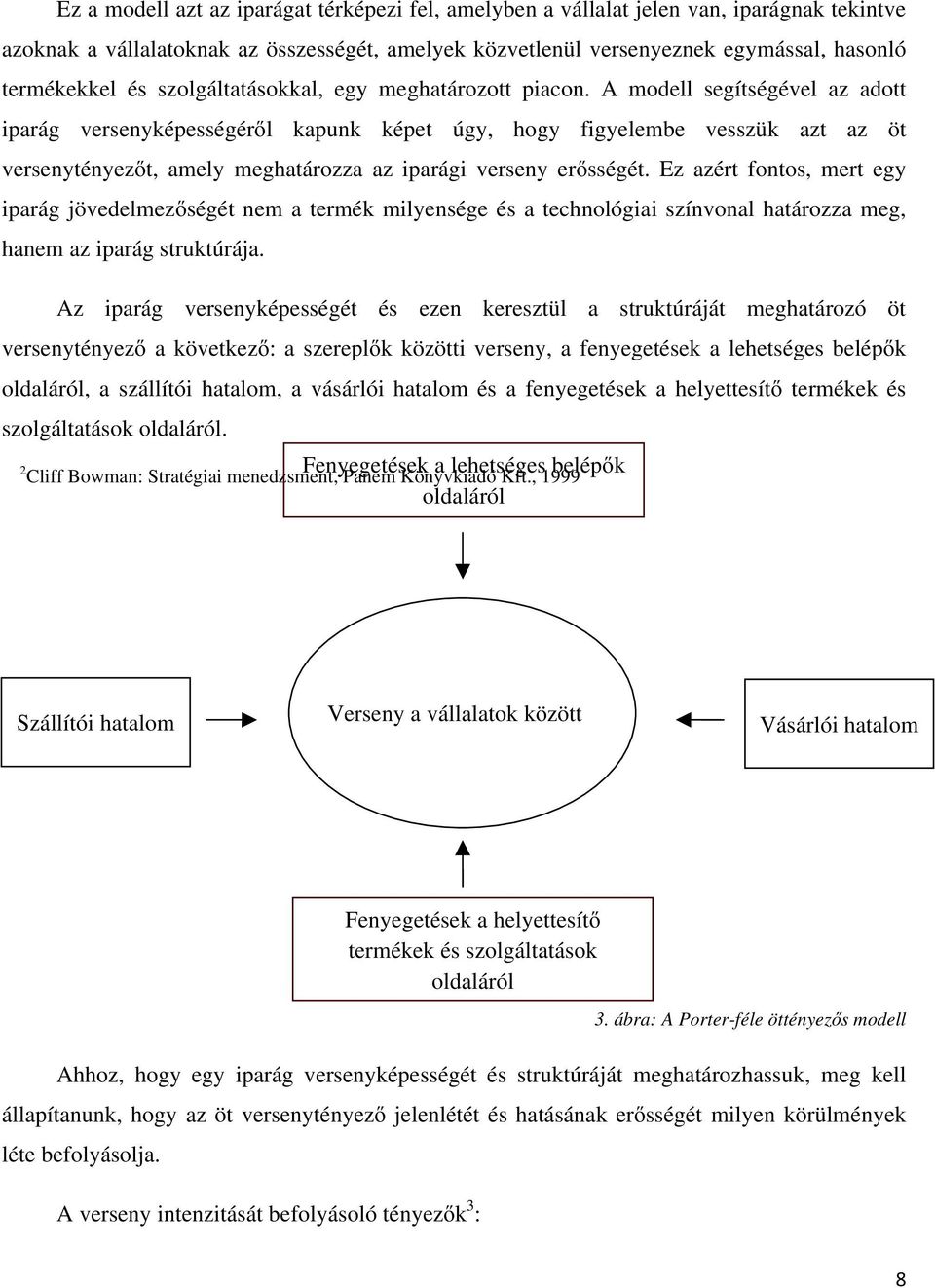 A modell segítségével az adott iparág versenyképességéről kapunk képet úgy, hogy figyelembe vesszük azt az öt versenytényezőt, amely meghatározza az iparági verseny erősségét.