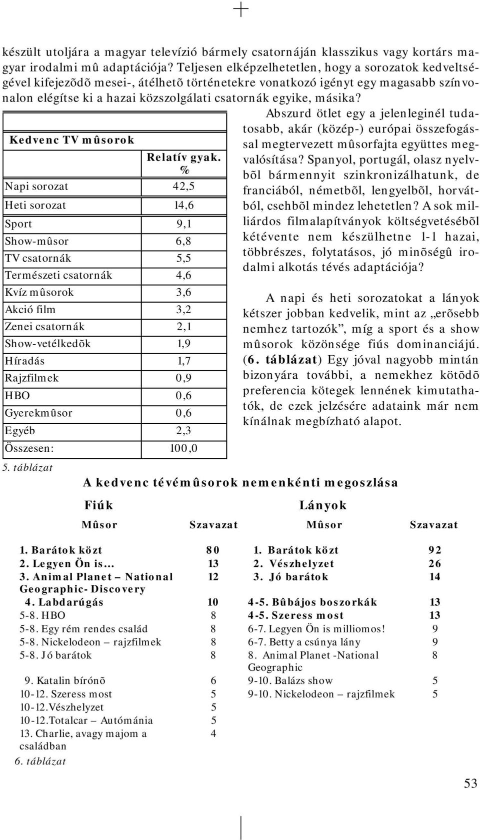 másika? Abszurd ötlet egy a jelenleginél tudatosabb, akár (közép-) európai összefogással megtervezett mûsorfajta együttes megvalósítása?