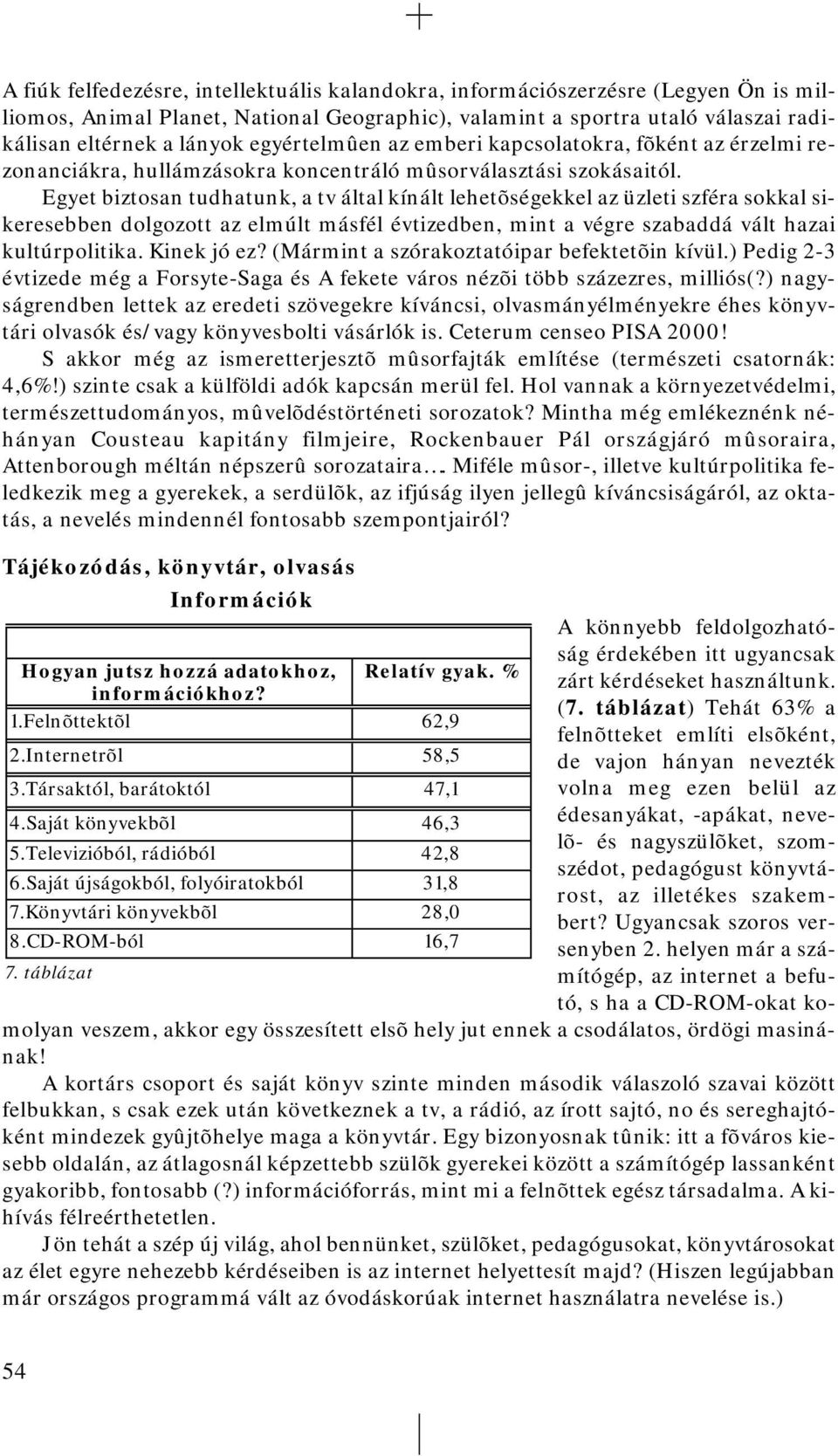 Egyet biztosan tudhatunk, a tv által kínált lehetõségekkel az üzleti szféra sokkal sikeresebben dolgozott az elmúlt másfél évtizedben, mint a végre szabaddá vált hazai kultúrpolitika. Kinek jó ez?