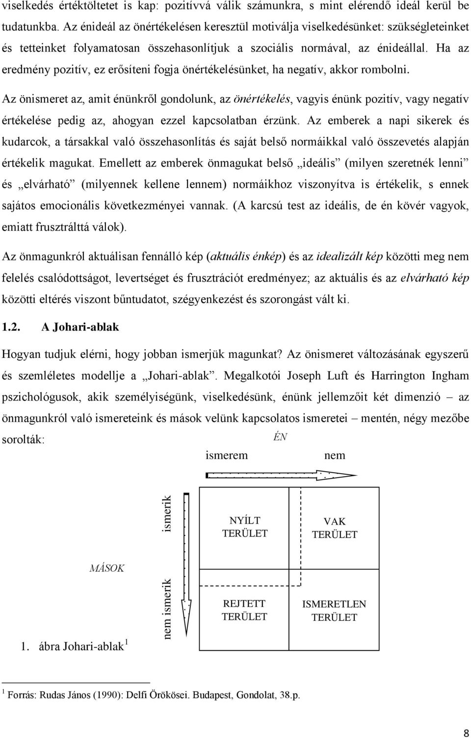 Ha az eredmény pozitív, ez erősíteni fogja önértékelésünket, ha negatív, akkor rombolni.