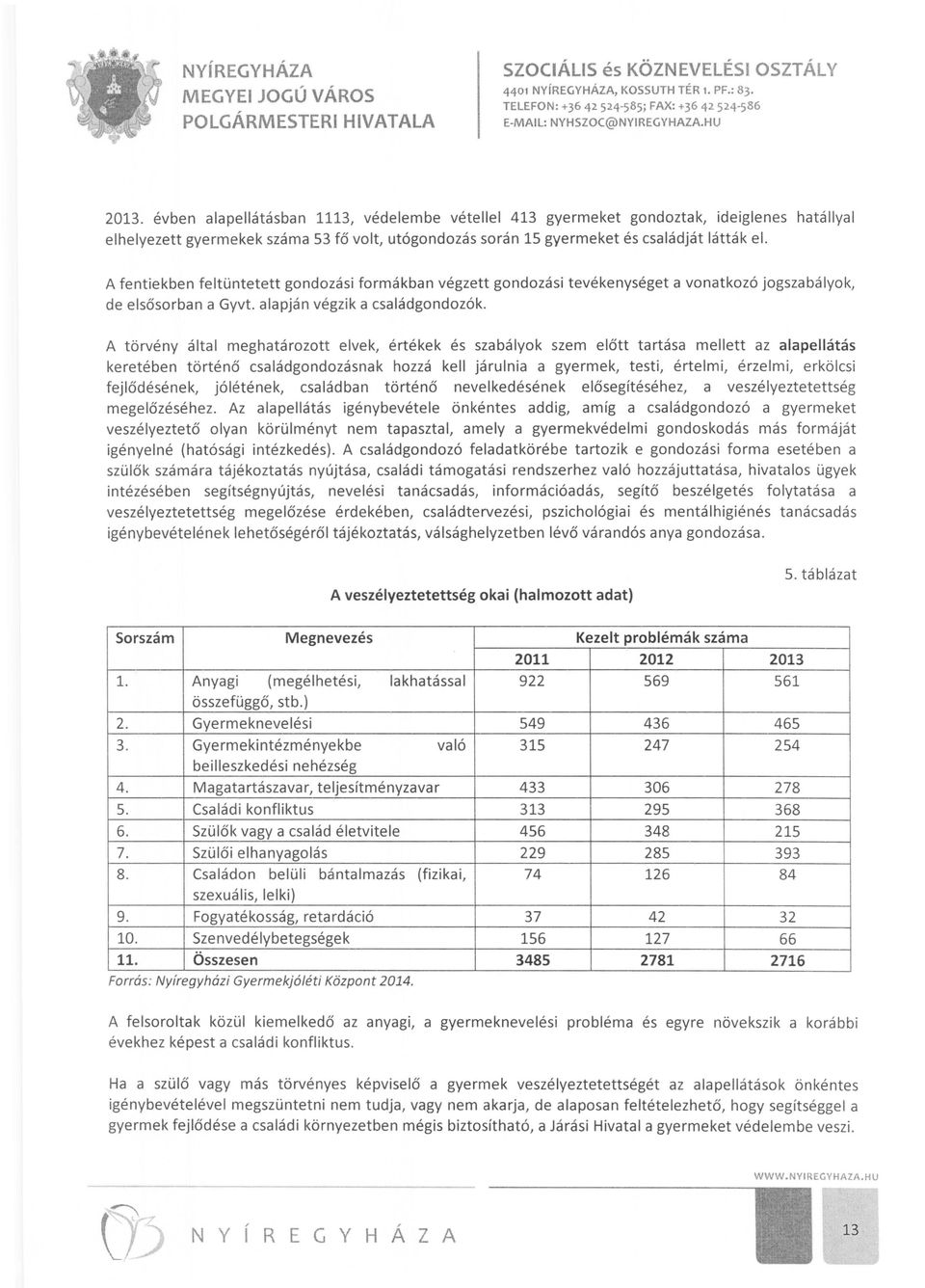 A fentiekben feltüntetett gondozási formákban végzett gondozási tevékenységet a vonatkozó jogszabályok, de elsősorban a Gyvt. alapján végzik a családgondozók.