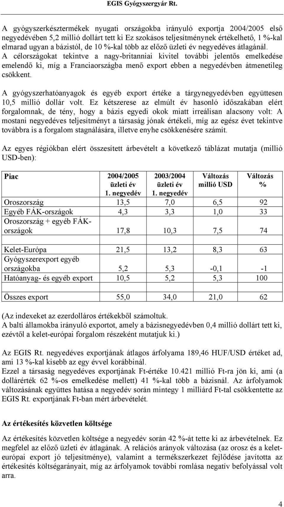 A célországokat tekintve a nagy-britanniai kivitel további jelentős emelkedése emelendő ki, míg a Franciaországba menő export ebben a negyedévben átmenetileg csökkent.