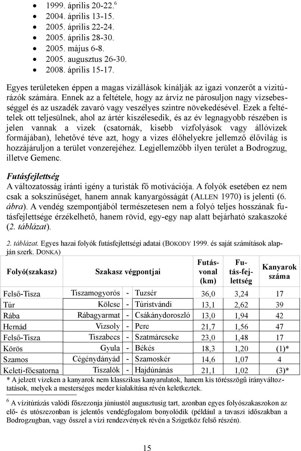 Ennek az a feltétele, hogy az árvíz ne párosuljon nagy vízsebességgel és az uszadék zavaró vagy veszélyes szintre növekedésével.