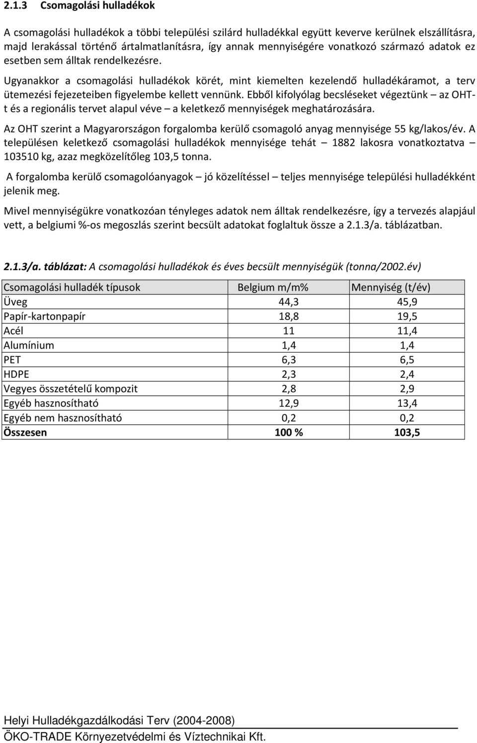 Ugyanakkor a csomagolási hulladékok körét, mint kiemelten kezelendő hulladékáramot, a terv ütemezési fejezeteiben figyelembe kellett vennünk.