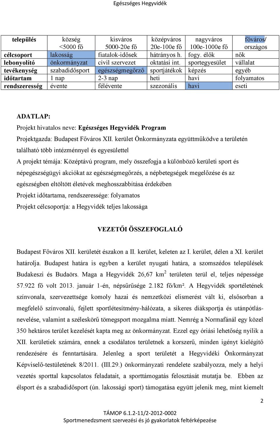 sportegyesület vállalat tevékenység szabadidősport egészségmegőrző sportjátékok képzés egyéb időtartam 1 nap 2-3 nap heti havi folyamatos rendszeresség évente félévente szezonális havi eseti ADATLAP: