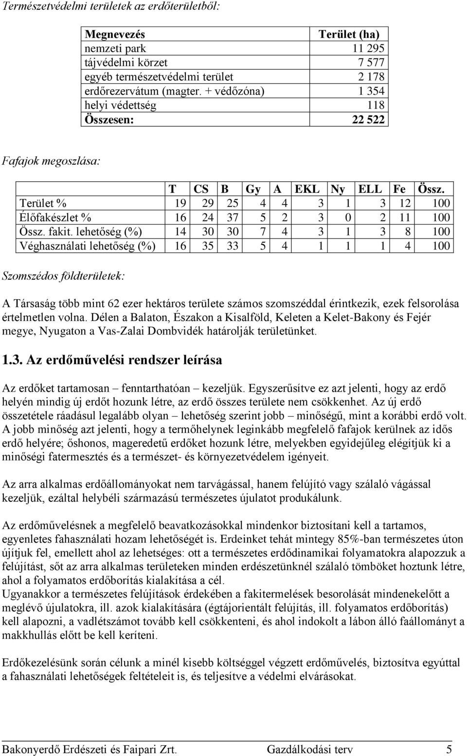 lehetőség (%) 14 30 30 7 4 3 1 3 8 100 Véghasználati lehetőség (%) 16 35 33 5 4 1 1 1 4 100 Szomszédos földterületek: A Társaság több mint 62 ezer hektáros területe számos szomszéddal érintkezik,