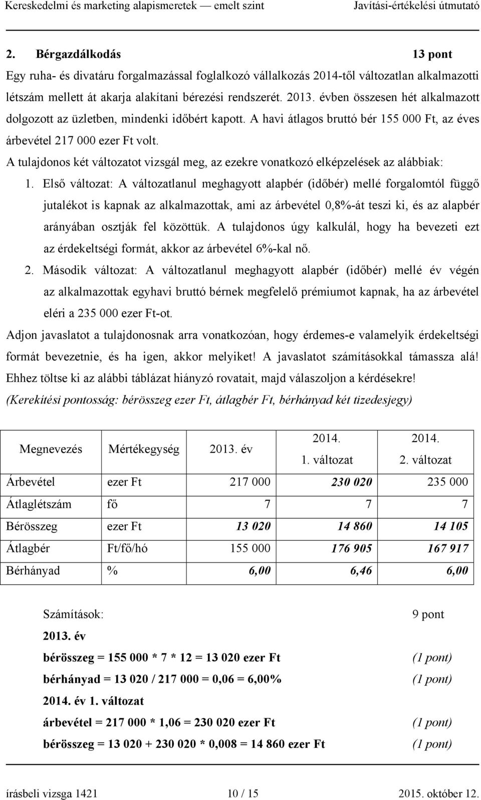 A tulajdonos két változatot vizsgál meg, az ezekre vonatkozó elképzelések az alábbiak: 1.